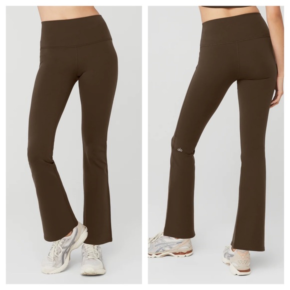 Alo Yoga Airbrush High-Waist 7/8 Bootcut Legging Espresso Brown - Picture 1 of 6